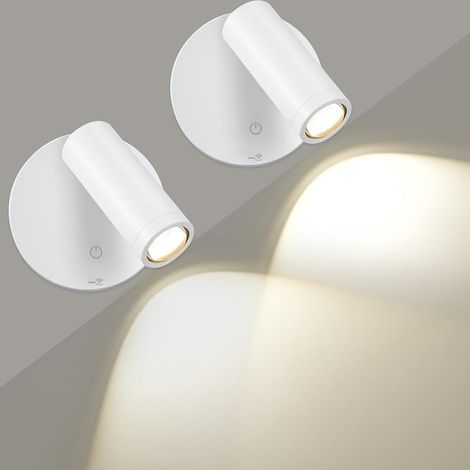 Spot LED Sans Fil Rechargeable et Dimmable, avec 3 Températures de Couleur, Fonction Minuterie, Commande Tactile et Télécommande, pour Éclairage d'Art, Plante, Salon, Blanc, 2 Pièces (1/5)