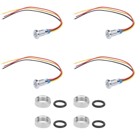 Lot de 4 voyants LED à cathode commune, composants de contrôle industriel, 8 mm, 110-220 V, rouge et jaune