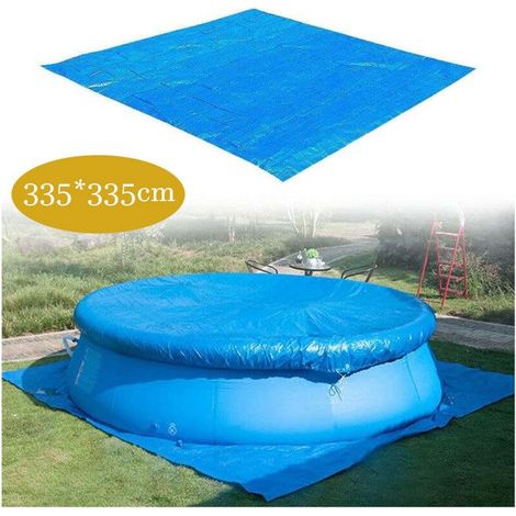 Tapis de Sol Piscine, Tapis de Piscine au Sol Rectangulaire pour 305cm Piscine Ronde,Tapis de Sol et de Protection Bleu,335cm335cm (1/4)