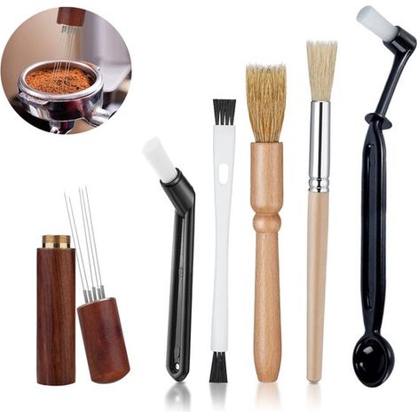 Kit de nettoyage pour machine à café – 6 pièces – Brosses en nylon et bois – Facile d'utilisation (1/5)
