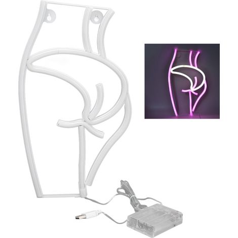 Lampe LED néon forme silhouette féminine design original double alimentation portable facile à transporter pour bar KTV lumière rose (1/5)