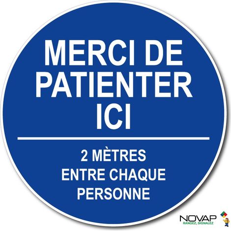 Panneau Merci de patienter ici - 2m - Bleu - spécial sol - Ø 450 mm - 4008233