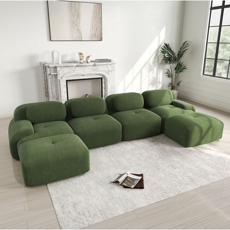 Divano modulare angolare in corduroy verde OKMYHOME (1/5)