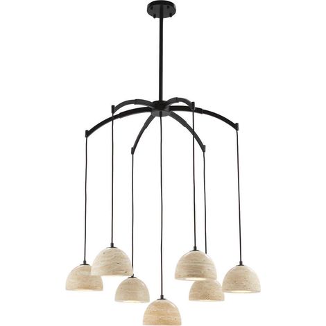 Suspension architecte en travertin beige noir mat - beige et noir mat (1/4)