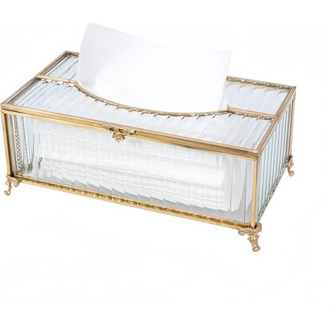 Caja rectangular de cristal dorado: misma descripción, posible variación visual.