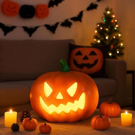 Dekorativer Halloween-Kürbis – Hohllaterne – Leuchtender Kerzenhalter – Für die Außendekoration – Vintage (1/5)