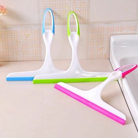 3 Raclette de Douche, Raclette Salle de Bain et Douche, Raclette Vitre Miroir Douche Plastique, Raclettes Nettoyeur de Vitres pour Miroir, Salle de Bains, Fenêtre, Sol, Verre - Bleu, Vert, Rouge
