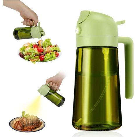 Flacon pulvérisateur d'huile de cuisson de 470 ml, couleur foncée, inaltérable, pulvérisateur d'huile de cuisson 2 en 1 (vert) (1/5)