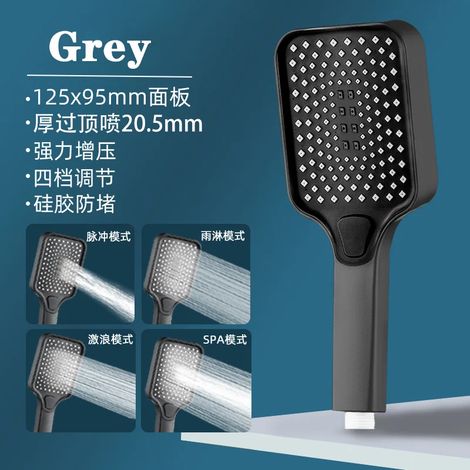Douchette à main grise - Ensemble de douche de plafond à grand panneau de 30 cm (12 pouces) et à débit élevé - 4 modes - Douche de salle de bain en ABS haute pression effet pluie (1/5)