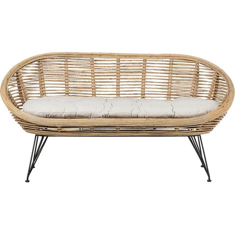 Garden Sofa 2 Seater MARATEA Rattan Natural (1/5)