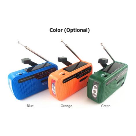 QORVA- Radio d'urgence, batterie externe portable rechargeable solaire 1200 mAh, lampe torche LED, récepteur AM/FM SW1 SW2, fonctionne sur batterie, avec chargeur de téléphone portable