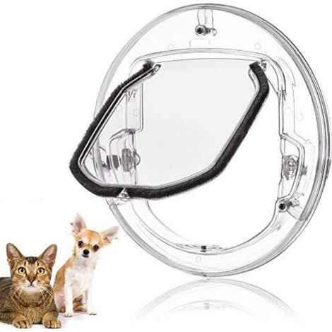 Chatière Pour Animaux De Compagnie Petite Porte Pour Chiens Et Chats Avec 4 Possibilités De Verrouillage Rond, Blanc Et Transparent Aléatoire à Envoyer