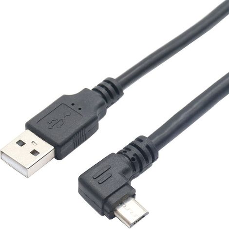 Cable de datos USB con curvatura de 90 grados, cable de carga rápida para teléfonos móviles Android (1/3)