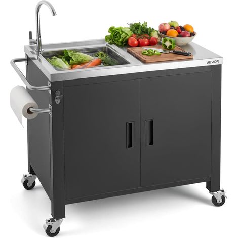 VEVOR Carrello per Barbecue da Esterno, Tavolo Carrello Portaoggetti Ripiano Preparazione Piatti Cibi 124 cm, Mobiletto con Ruote Impermeabile da Giardino Cortile Picnic Campeggio Isola Cucina (1/5)