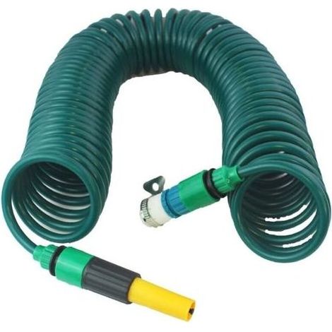FENOPLASTICATuyau spiralé de 5 m, 10 m, 15 m, rétractable, flexible, avec douchette d'irrigation et raccord de robinet, pour arrosage de jardin et lavage de voiture (15 m) (1/5)
