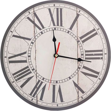Geräuschlose Holzwanduhr im Vintage-Stil mit römischen Ziffern für Küche, Büro, Klassenzimmer (1/5)