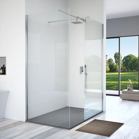 Paroi de douche à double paroi à l italienne 90 x 120 cm avec support en T verre transparent de 8 mm résistant au calcaire h200 Lazaros (1/4)