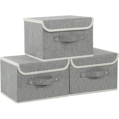 Foldable Storage Boxes, Dustproof Lid, Carrying Handle, Non-Woven Fabric, For Wardrobe and Shelf (1/5)