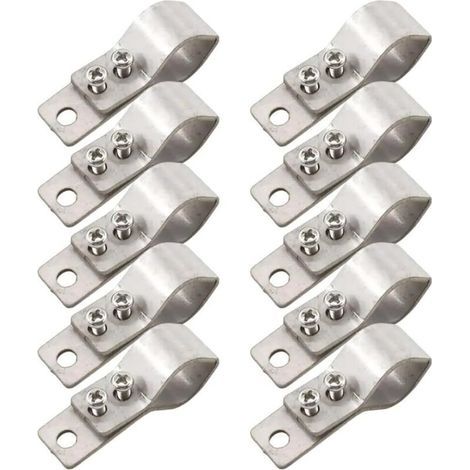 Confezione da 10 fascette regolabili in acciaio inox SS304 da 16-26 mm per gazebo, ombrelloni e tende da sole da esterno (55 x 42 x 2 mm) (1/4)