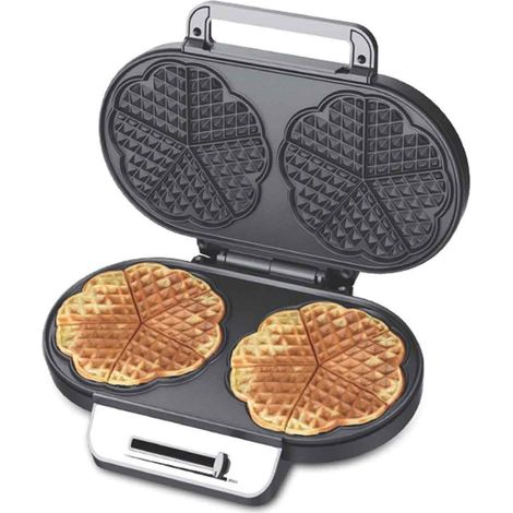 1 Gaufrier 3 en 1,thermostat réglable,plaques antiadhésives,boîtier acier inoxydable,cuisson crêpes (1/5)