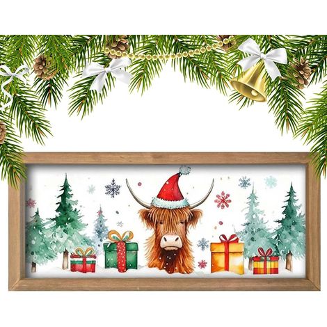 Décoration de ferme, panneau en bois animal, vache des Highlands, décoration de salle de bain, vitrines, étagères, salon, cuisine (1/5)