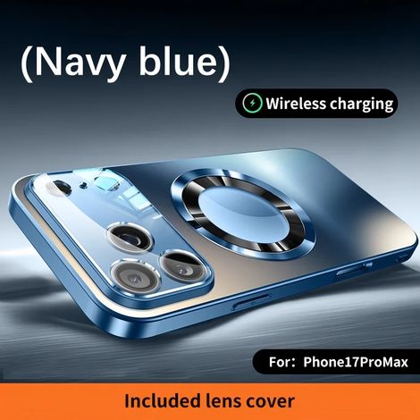 Coque en titane mat (bleu) pour iPhone 16 Pro Max, compatible MagSafe, avec lentille en verre. (1/3)