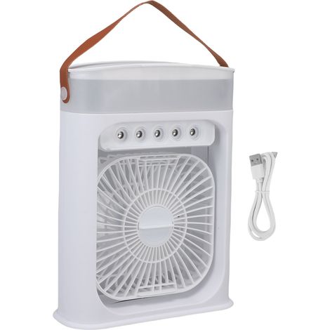 Portable Air Conditioner Fan White USB Plug In 3 Speeds Evaporative Air Cooler with Humidifier Timer for Tabletop