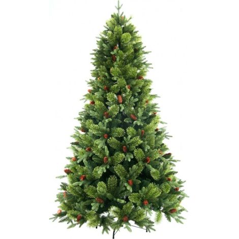 Albero di Natale folto ARTIFICIALE REALISTICO BYRON conifere con pigne in PE PVC altezza 240 cm (1/6)