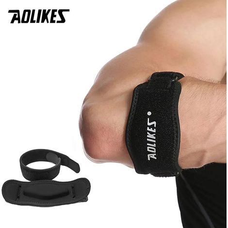 (Noir) Sangle de soutien du coude avec rembourrage de compression, unisexe, convient pour le tennis et le basketball. (1/2)