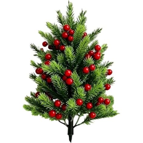 Arbre de Noël Artificiel Extérieur avec Baies Rouges 58 cm,Vert (1/5)