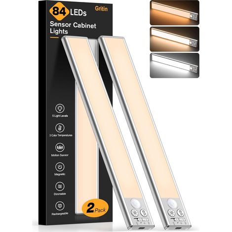 Super Bright LED Kitchen Cabinet Light 26 cm 4 Modes Rechargeable, 3 Colors (1/5)