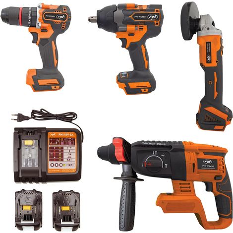 Set di utensili elettrici PNI WK450 con batterie da 18V 5.0Ah, caricabatterie incluso (1/5)