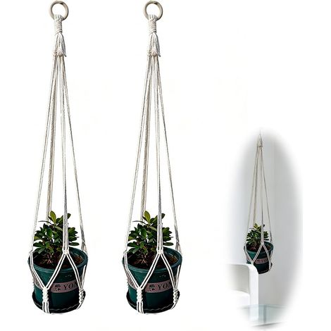 Décoration Murale Bohème, 2 Suspensions en Coton pour Plantes, Panier Suspendu Fait Main, Parfait pour Intérieur, Balcon, Jardin, Idéal comme Cadeau Original (1/5)