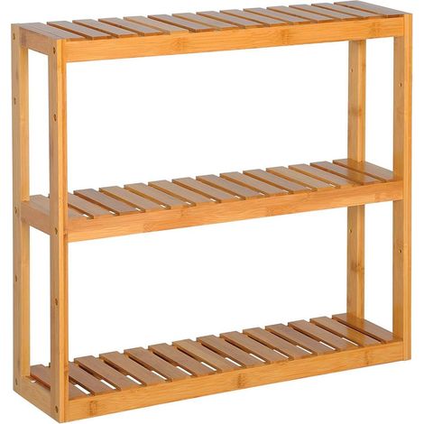 Mueble de baño con estante de pie de bambú 190000589