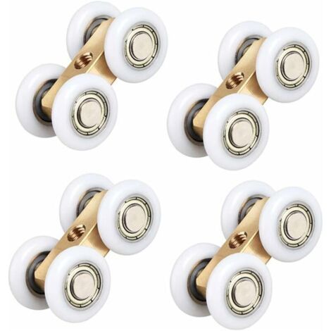 Tout le cuivre salle de bains suspendue poulie salle de bains verre porte coulissante étanche roulement suspendu roue salle de bains porte coulissante petite cuivre quatre roues,（4pcs） (1/4)
