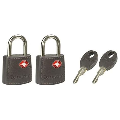 Master Lock 4695EURTAST Envase da 2 Candados para Equipaje Aprobado por la TSA con Llaves, Color aleatorio, 3,8 x 2,3 x 1,1 cm (1/5)