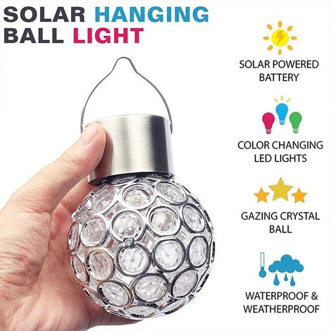 Lustre décoratif à boule creuse solaire colorée, petite boule, lampe suspendue (1/3)