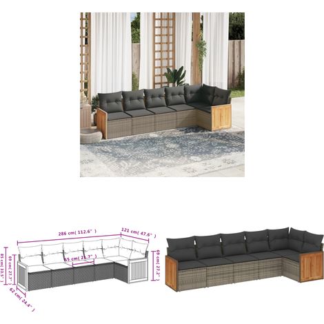 6-tlg. Garten-Sofagarnitur mit Kissen Grau Poly Rattan - Gartensofa - Outdoor Möbel - Lounge Set - Rattan Gartenmöbel - Gartenlounge - Home & Living (1/3)