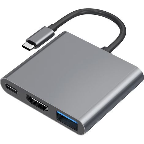 Station d'accueil 3-en-1 de type C pour Switch, téléphones portables, ordinateurs et convertisseur USB vers HDMI multifonctionnel. (1/2)