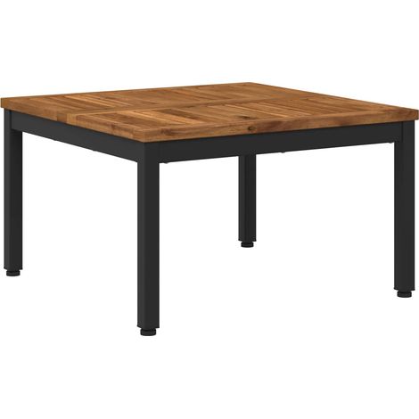 vidaXL Table basse de jardin 60 x 60,5 x 36 cm en bois d’acacia massif et acier, naturel et noir (1/5)