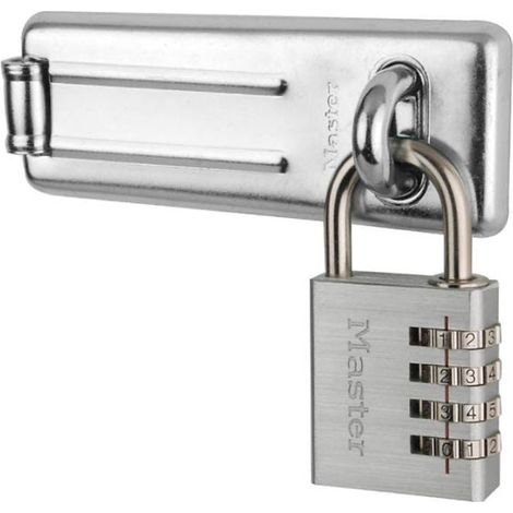 Master Lock 7640704EURD Pack Comprenant un Moraillon de Porte et un Cadenas à Code (1/2)