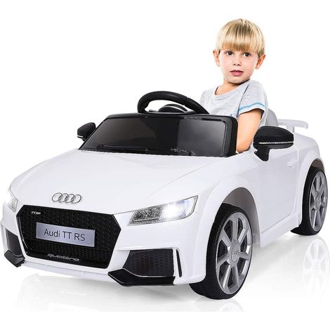 COSTWAY Audi 12V Auto Elettrica per Bambini, Macchina Elettrica con Velocità 2,5-5 km/ora, con Telecomando USB MP3 Luci LED (Bianco) (1/5)