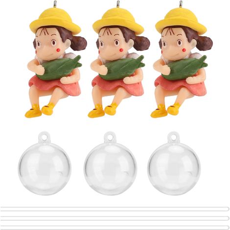 Lot de 3 décorations flottantes pour aquarium « Petite Fille Ronde », avec boules et lignes de flottaison (1/5)
