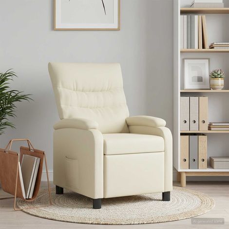 vidaXL Fauteuil inclinable Crème Simili cuir (1/5)