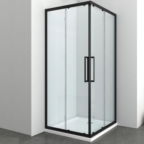 Ogomondo box doccia angolare corner black nero cristallo 6mm 90x90xh195 cm (1/3)