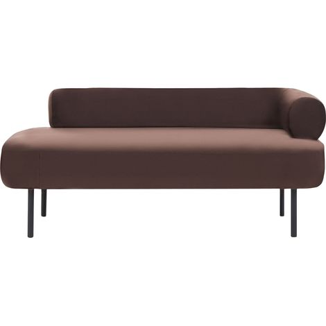 Right Hand Chaise Longue Dark Brown Velvet Upholstery Metal Legs Living Room Modern Design MIRMANDE