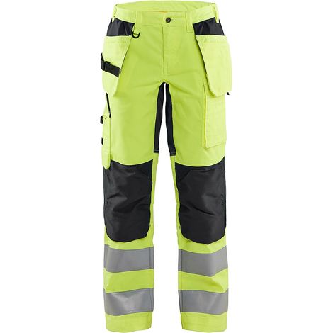 Pantalon de travail haute visibilité stretch femme 7163 - Jaune fluo/Noir S - FR(38) - SE(C36) - Courtes