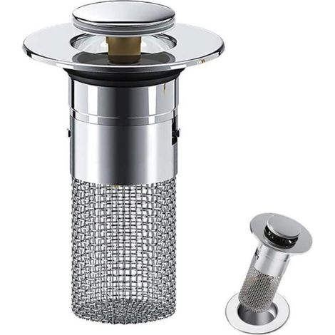 Filtre de Drainage de Sol en Acier Inoxydable, Bonde Lavabo Universel, Bouchon de Lavabo Pop-Up, Flitre de Vidange(1PC) (1/4)