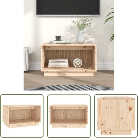 The Living Store Meuble TV 60x35x35 cm Bois de pin massif - Meuble Tv - Meuble Tv Design - Meuble Tv Bois - Meuble Tv Moderne - Étagère Murale (1/5)