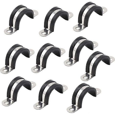 10 colliers de serrage en U de 25 mm avec serre-câbles rembourrés en caoutchouc, colliers en U doublés de caoutchouc, supports de montage doublés de caoutchouc EPDM (1/5)